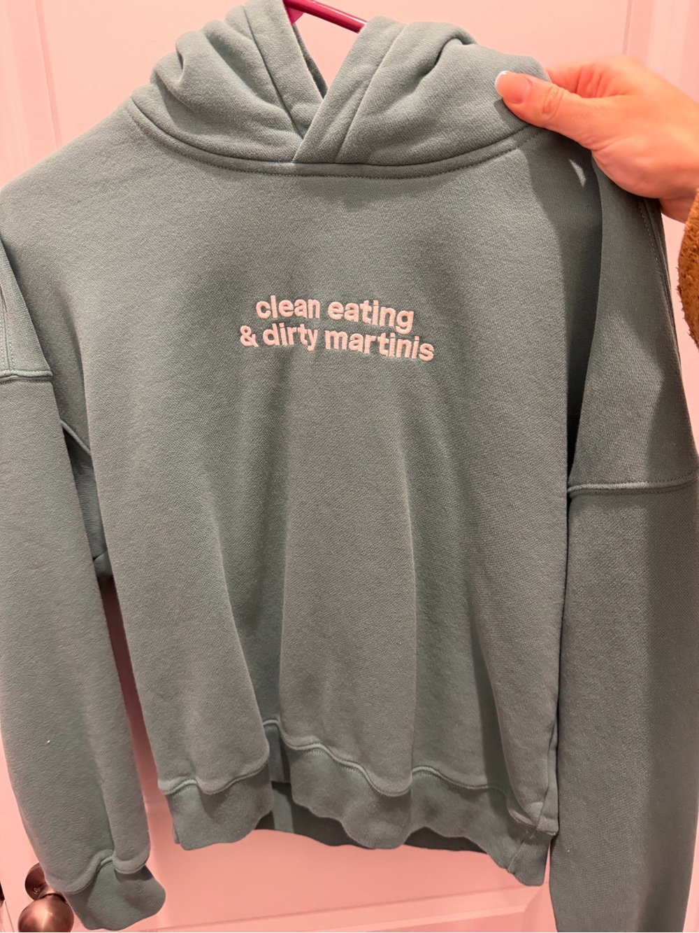 Abercrombie & Fitch Teal Hoodie with White Slogan